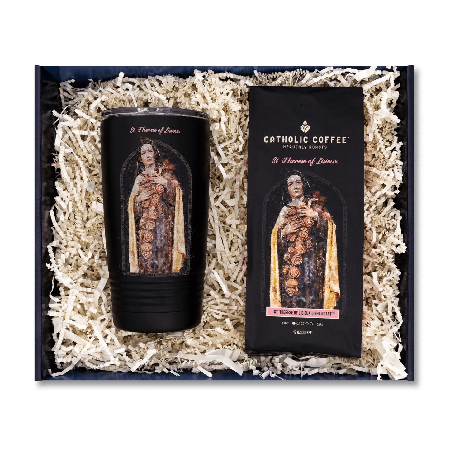 St. Therese of Lisieux Light Roast Coffee and Tumbler Gift Set - Ground