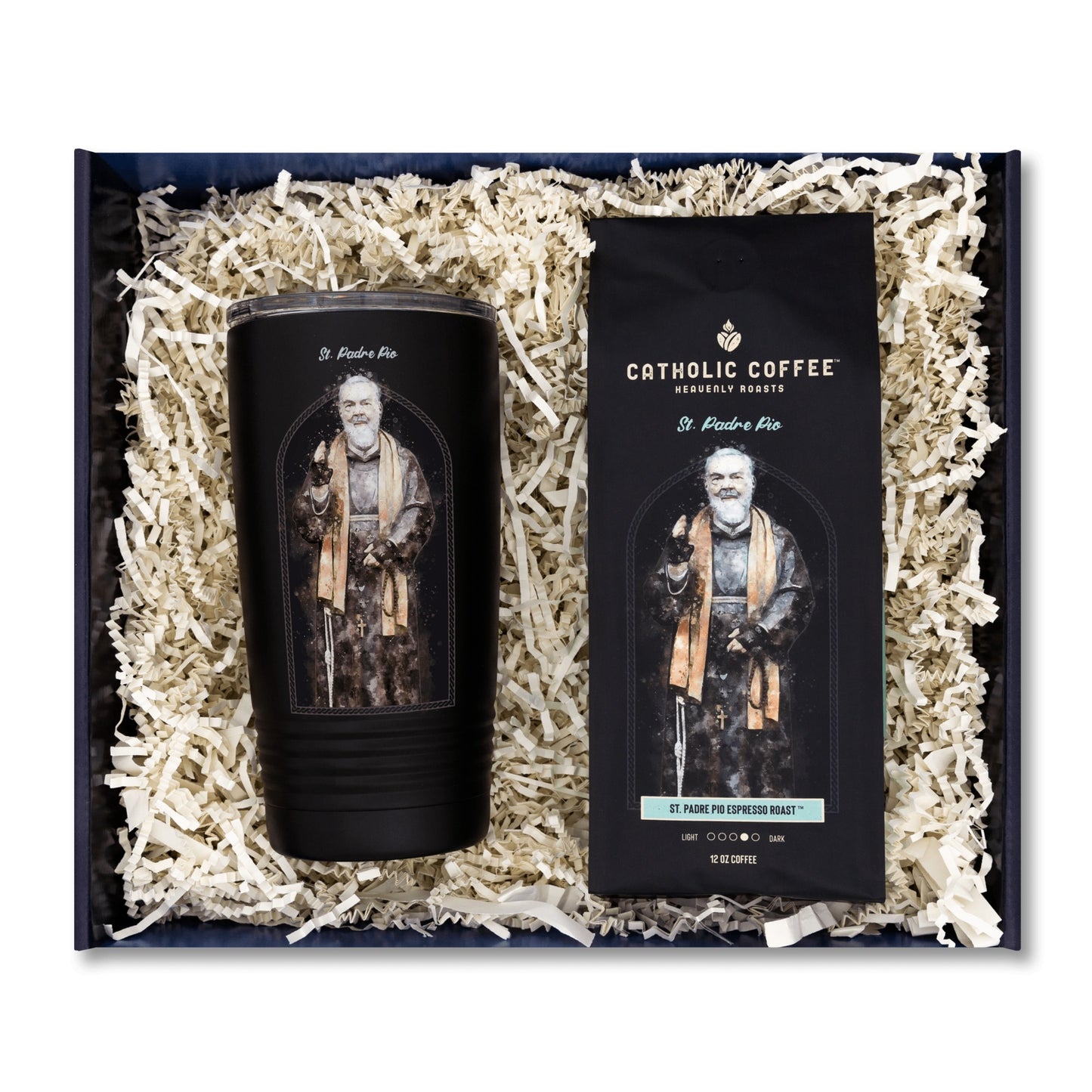 Padre Pio Espresso Coffee and Tumbler Gift Set - Ground
