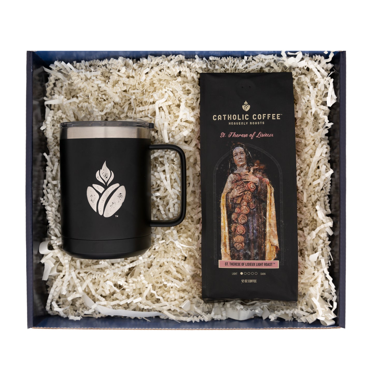 St. Therese of Lisieux Light Roast Coffee & Travel Mug Gift Set - Ground