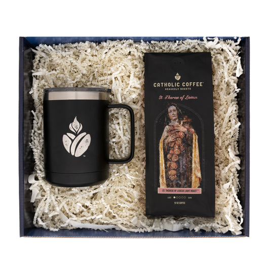St. Therese of Lisieux Light Roast Coffee & Travel Mug Gift Set - Ground