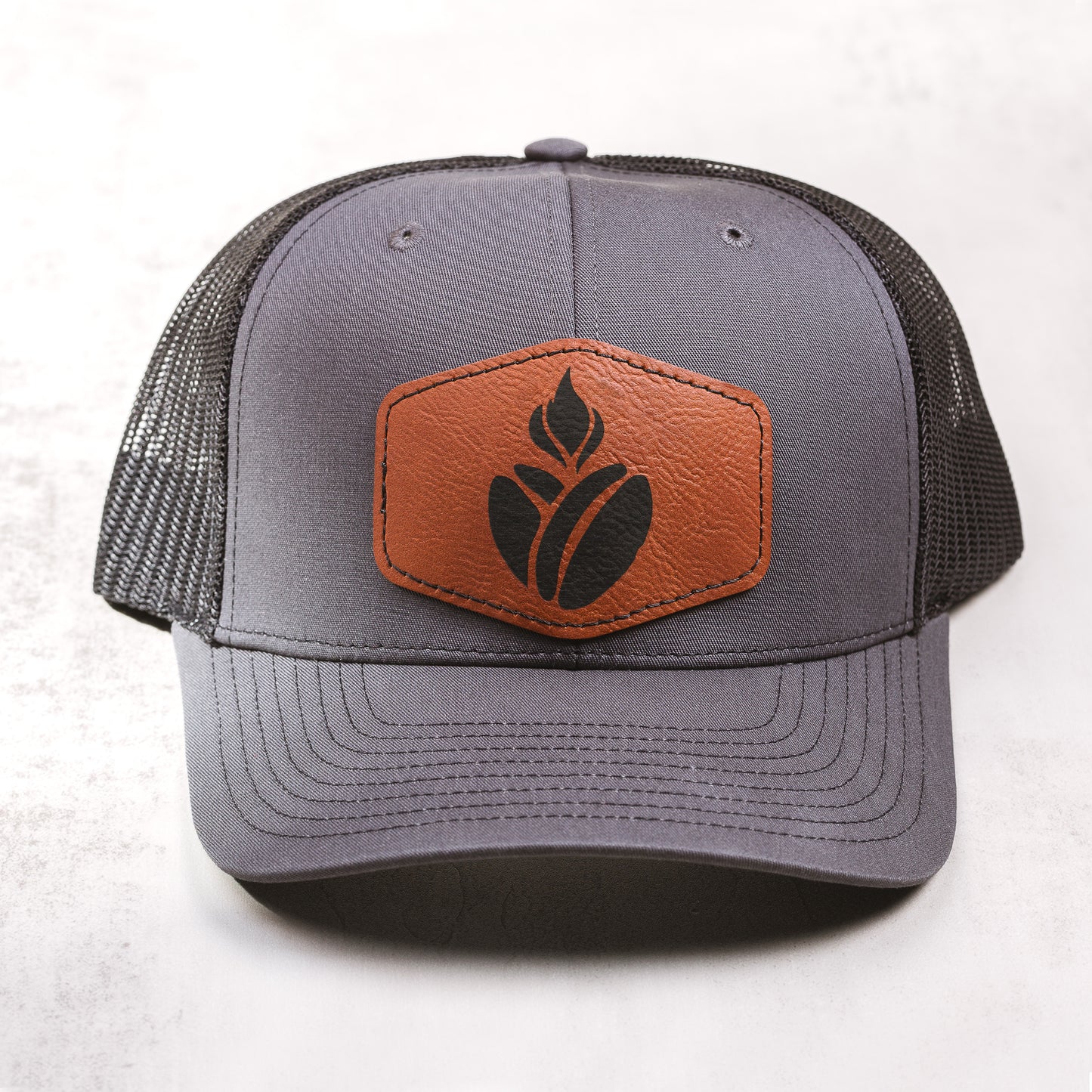 Catholic Coffee Logo Leather Patch Ball Cap