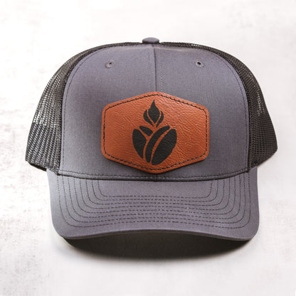 Catholic Coffee Logo Leather Patch Ball Cap