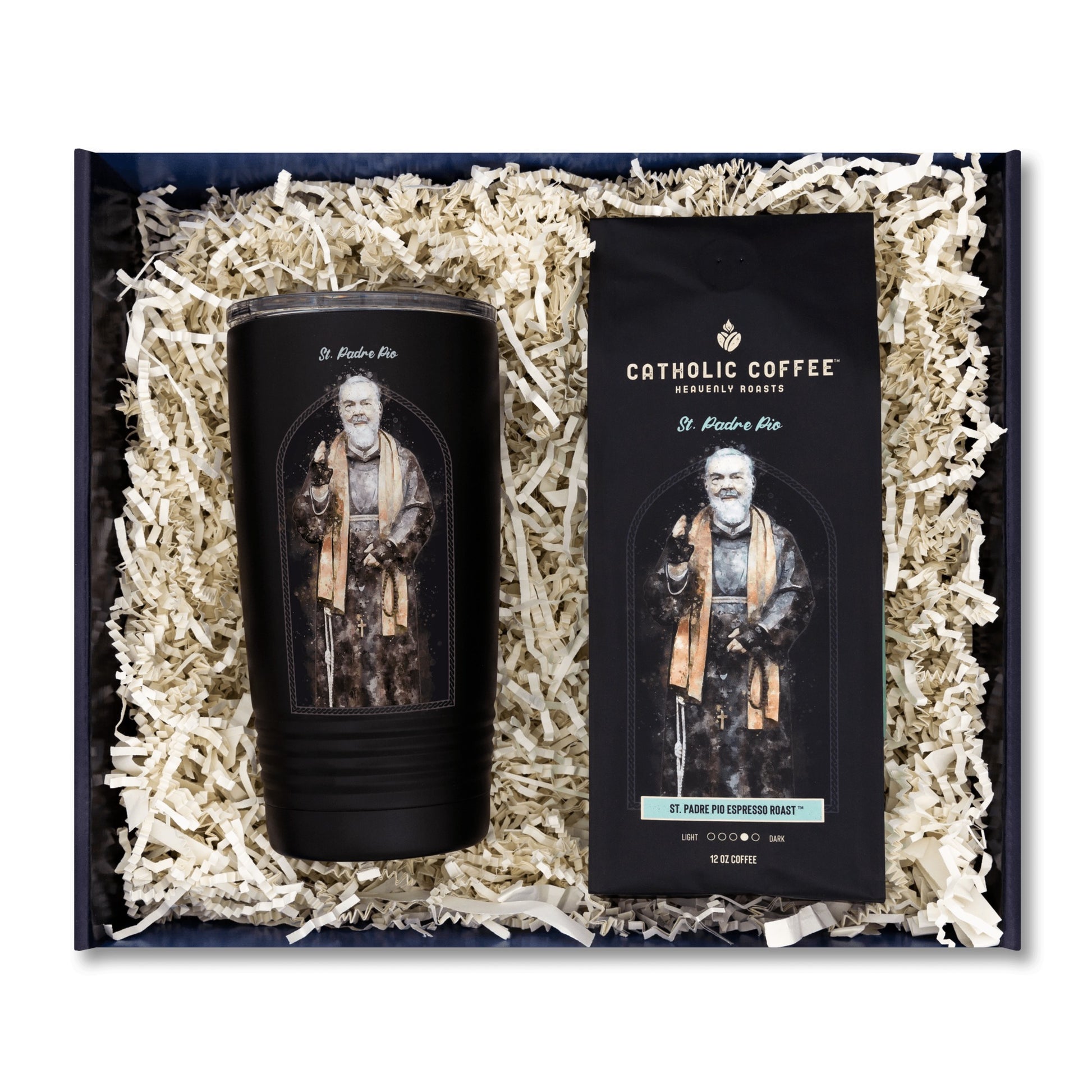 Padre Pio Espresso Coffee and Tumbler Gift Set - Ground