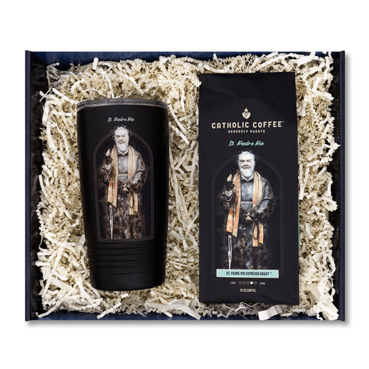 Padre Pio Espresso Coffee and Tumbler Gift Set - Ground
