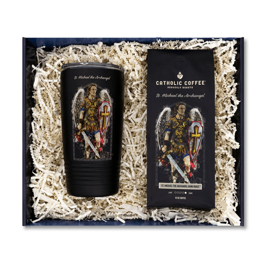 St. Michael The Archangel Dark Roast Coffee and Tumbler Gift Set - Ground
