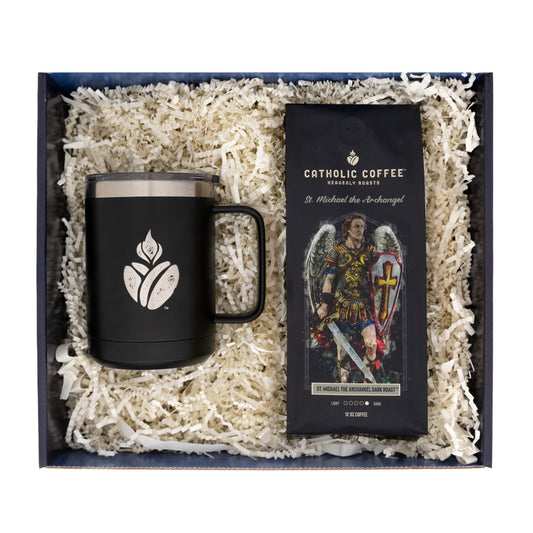 St. Michael the Archangel Dark Roast Coffee & Travel Mug Gift Set - Ground