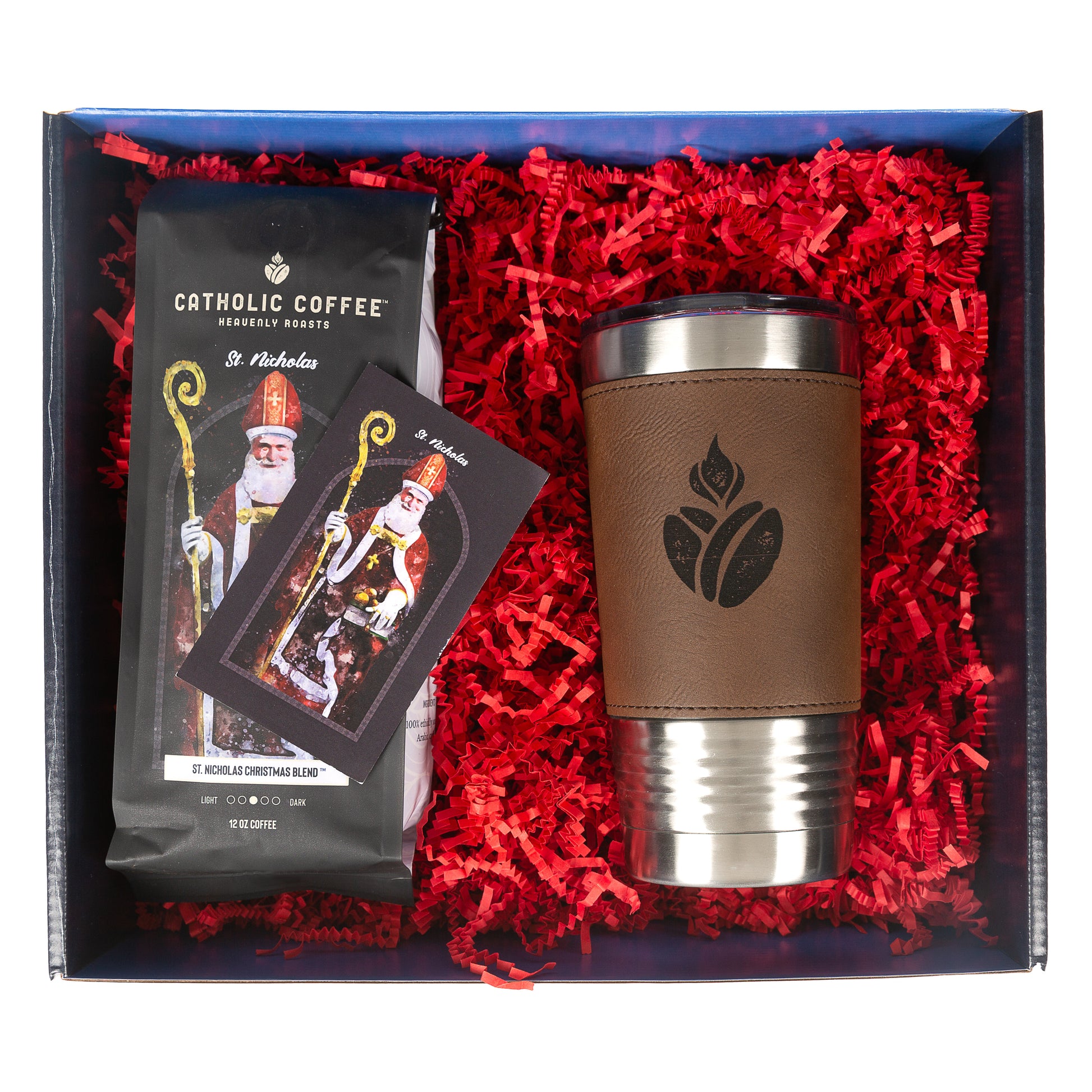 St. Nicholas Coffee & Leather Tumbler Gift Set