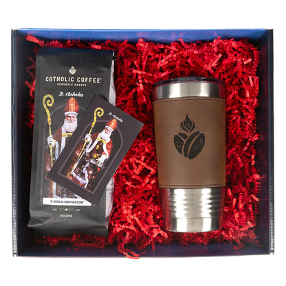 St. Nicholas Coffee & Leather Tumbler Gift Set
